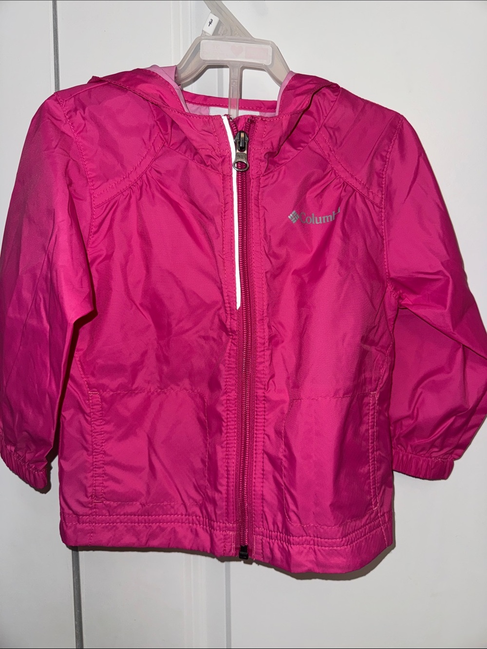 Columbia Girls' Hot Pink Hooded Rain Jacket